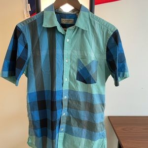 Blue Short-sleeve Burberry Nova Check Button Up